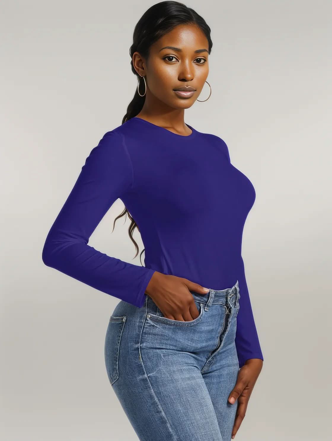 Round Neck Long Sleeve Bodysuit