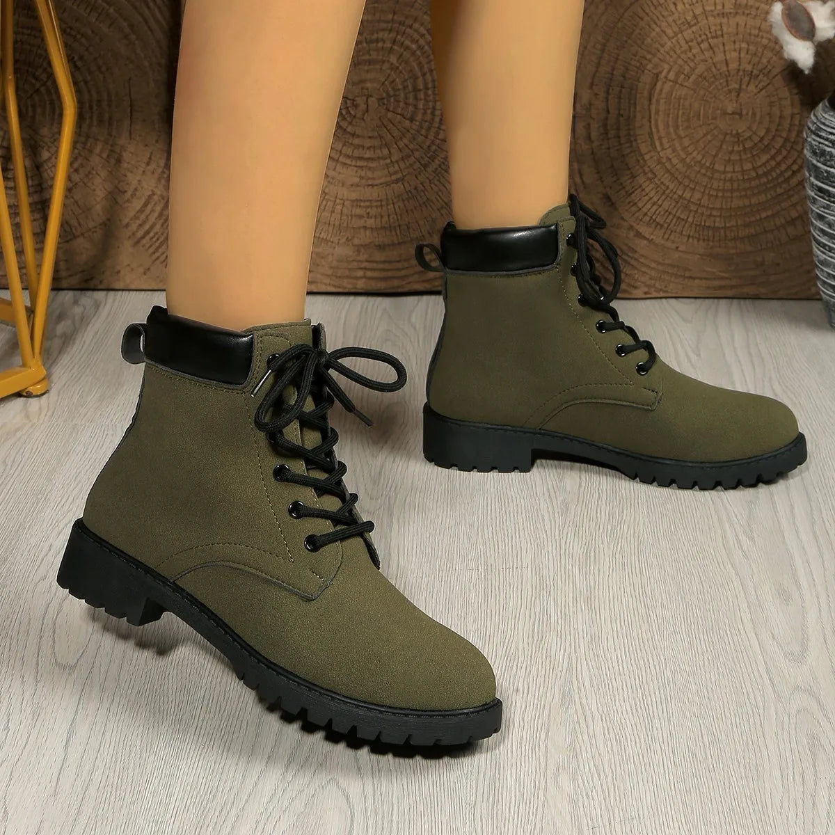 Lace Up Block Heel Boots