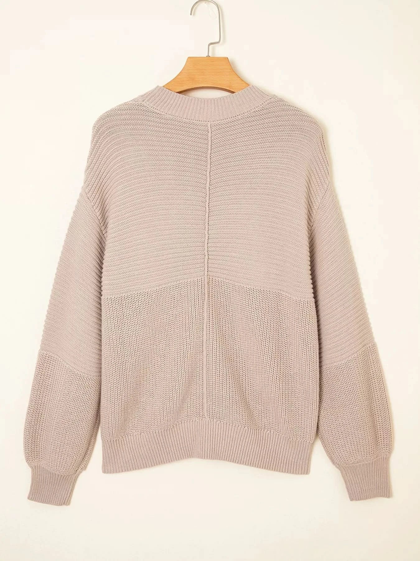 Texture Knitted Dropped Shoulder Sweater Khaki
