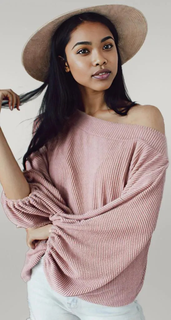 Ribbed Long Sleeve Knit Top