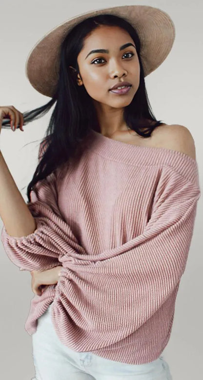 Ribbed Long Sleeve Knit Top