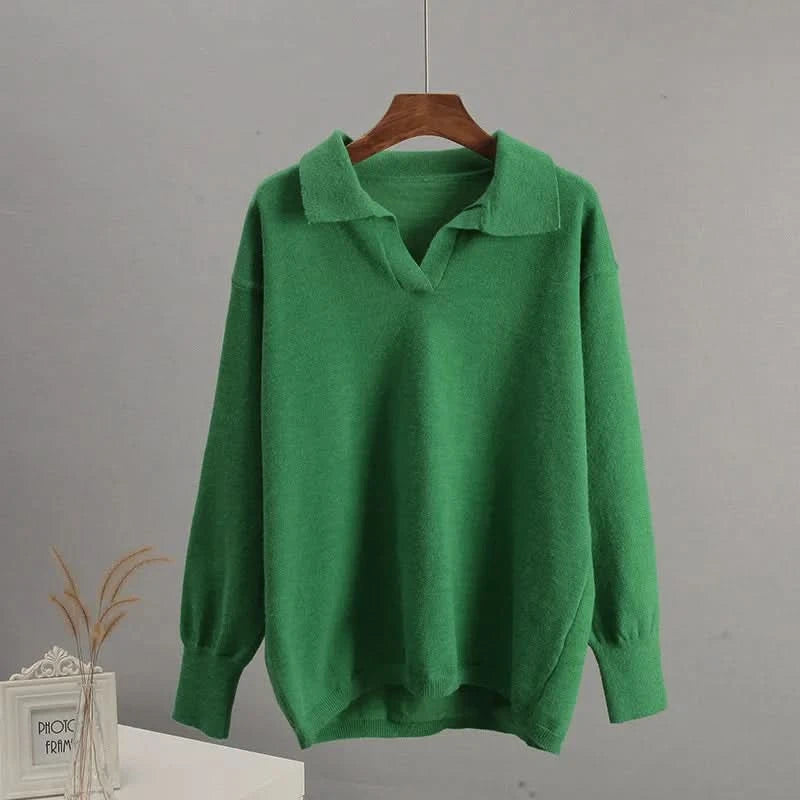 Johnny Collar Long Sleeve Top and Pants Sweater Set Dark Green One Size