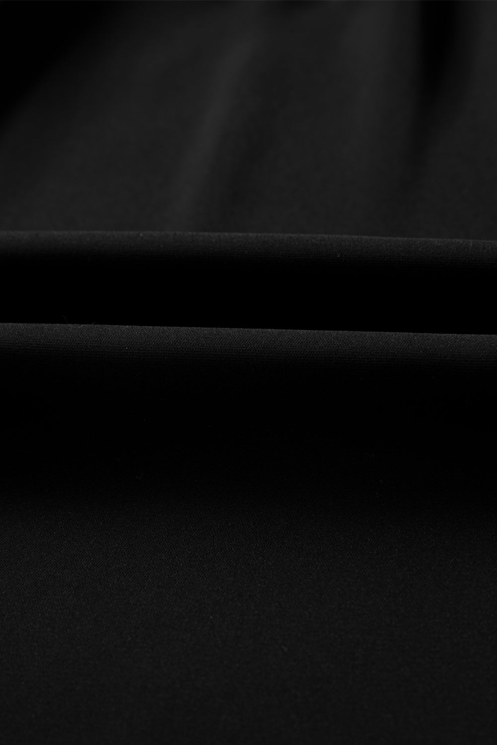 Black Frilled Neck Ribbed Knit Patchwork Long Sleeve Mini Dress Black 97%Polyester+3%Elastane