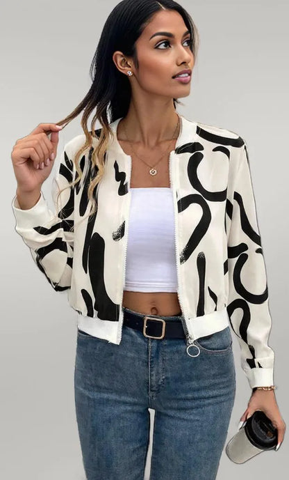 Number Print Zip Up Jacket