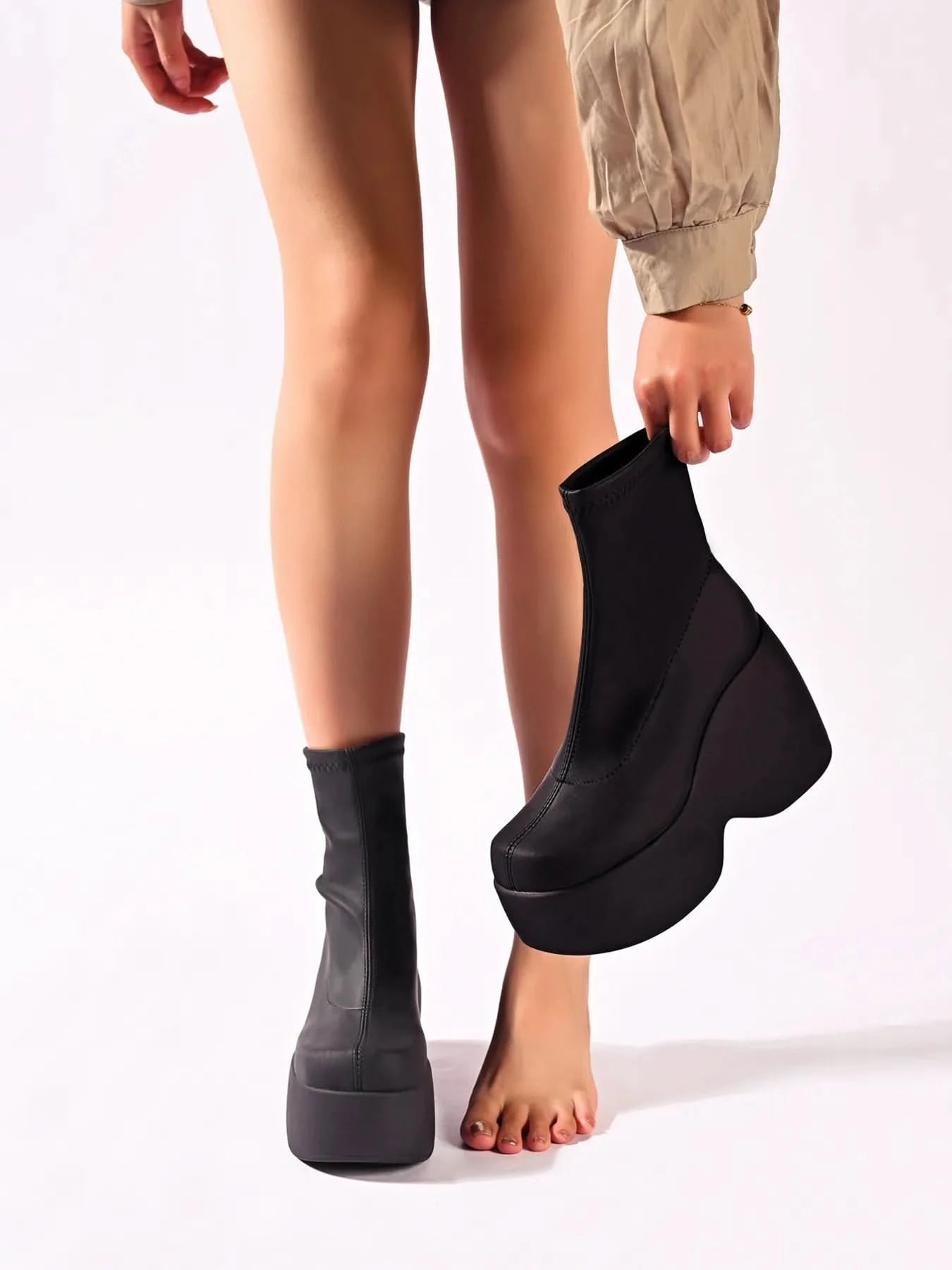 Chunky Platform Wedge Boots