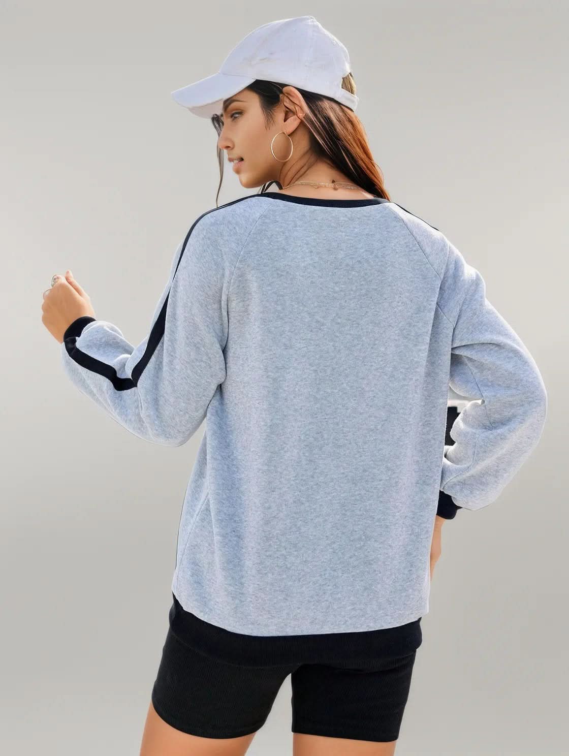 Letter Round Neck Long Sleeve Sweatshirt