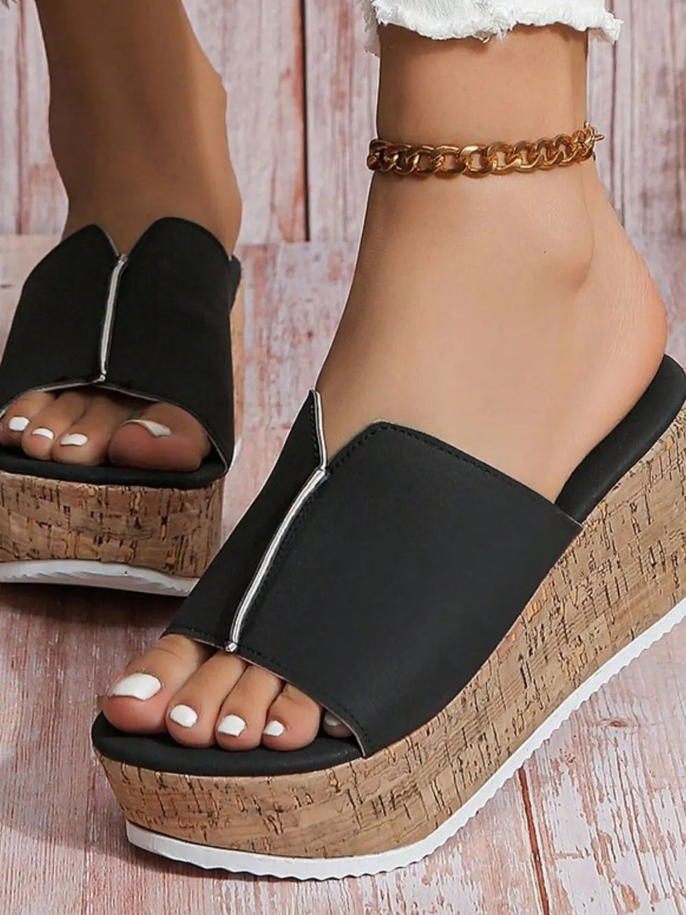 Peep Toe High Heel Sandals Black