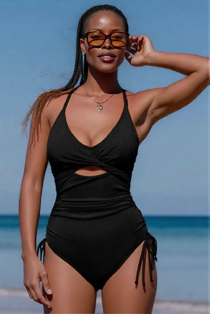 Cutout V-Neck Spaghetti Strap One-Piece Swimwear