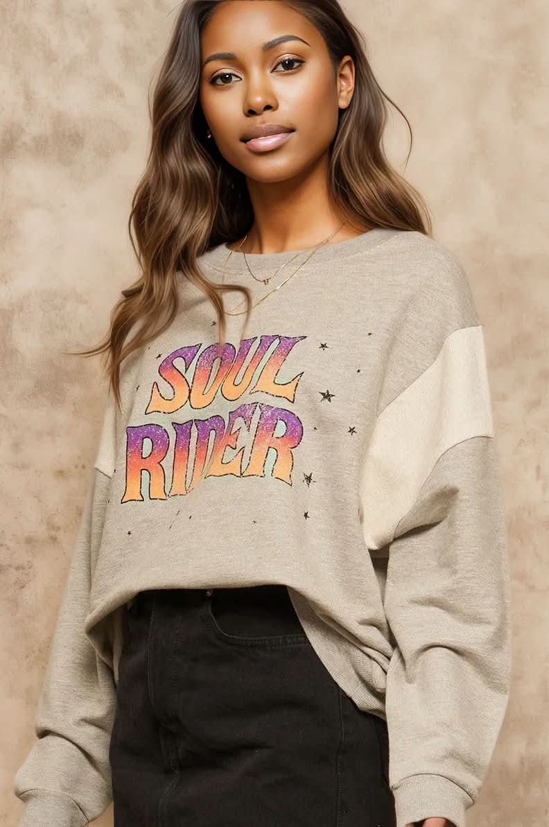 A French Terry Knit Graphic Sweatshirt