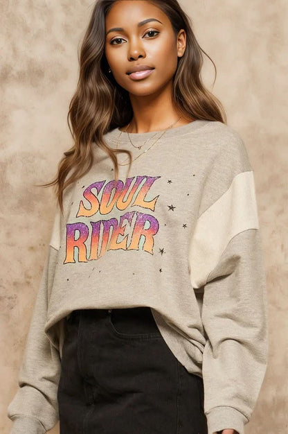 A French Terry Knit Graphic Sweatshirt