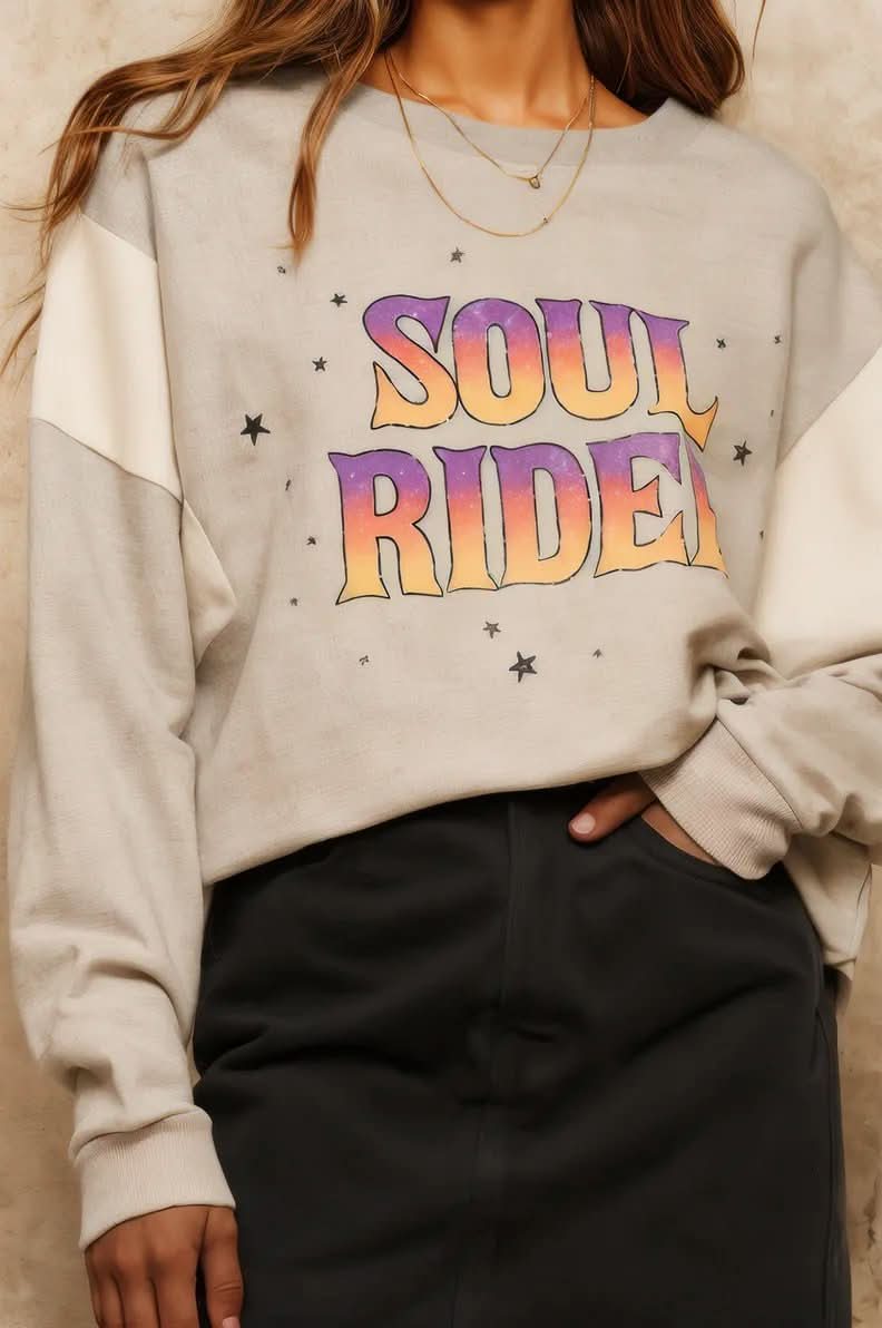 A French Terry Knit Graphic Sweatshirt
