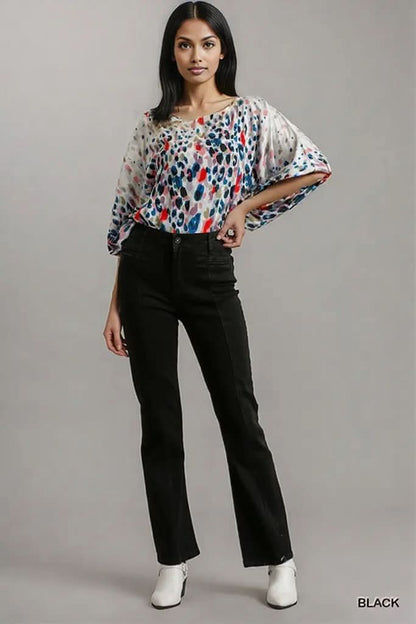Panel Straight Cut Denim Jeans With Pockets 9