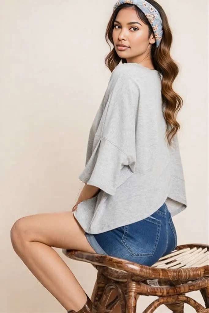 Solid Cotton Casual Top