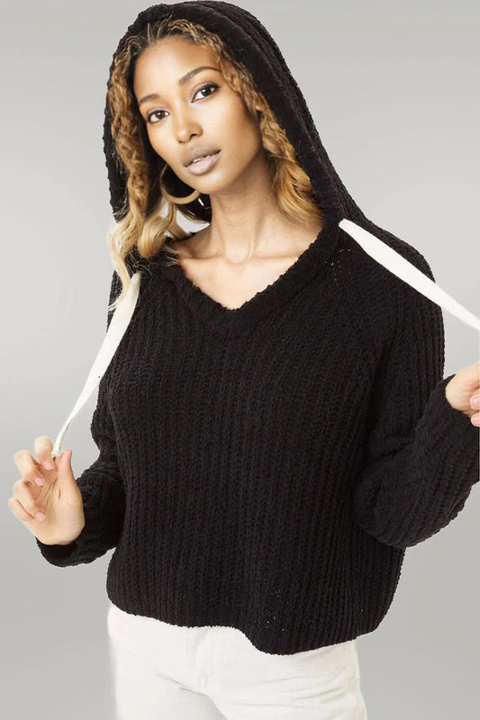 Pullover Hoodie Sweater Top Black