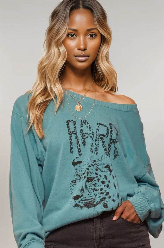 A Garment Dyed French Terry Graphic Sweatshirt L
