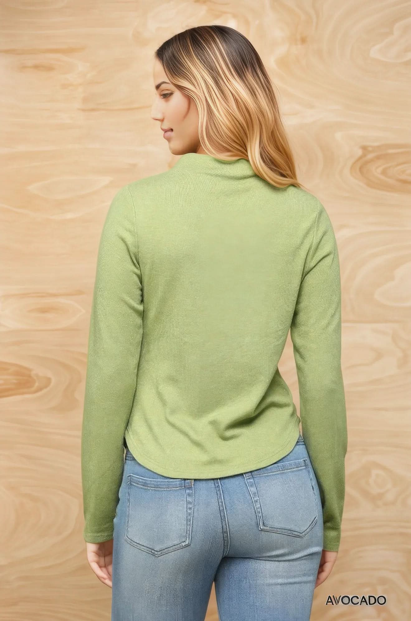 Solid And Cozy Soft Knit Mock Neck Top With Side Ruched Detail