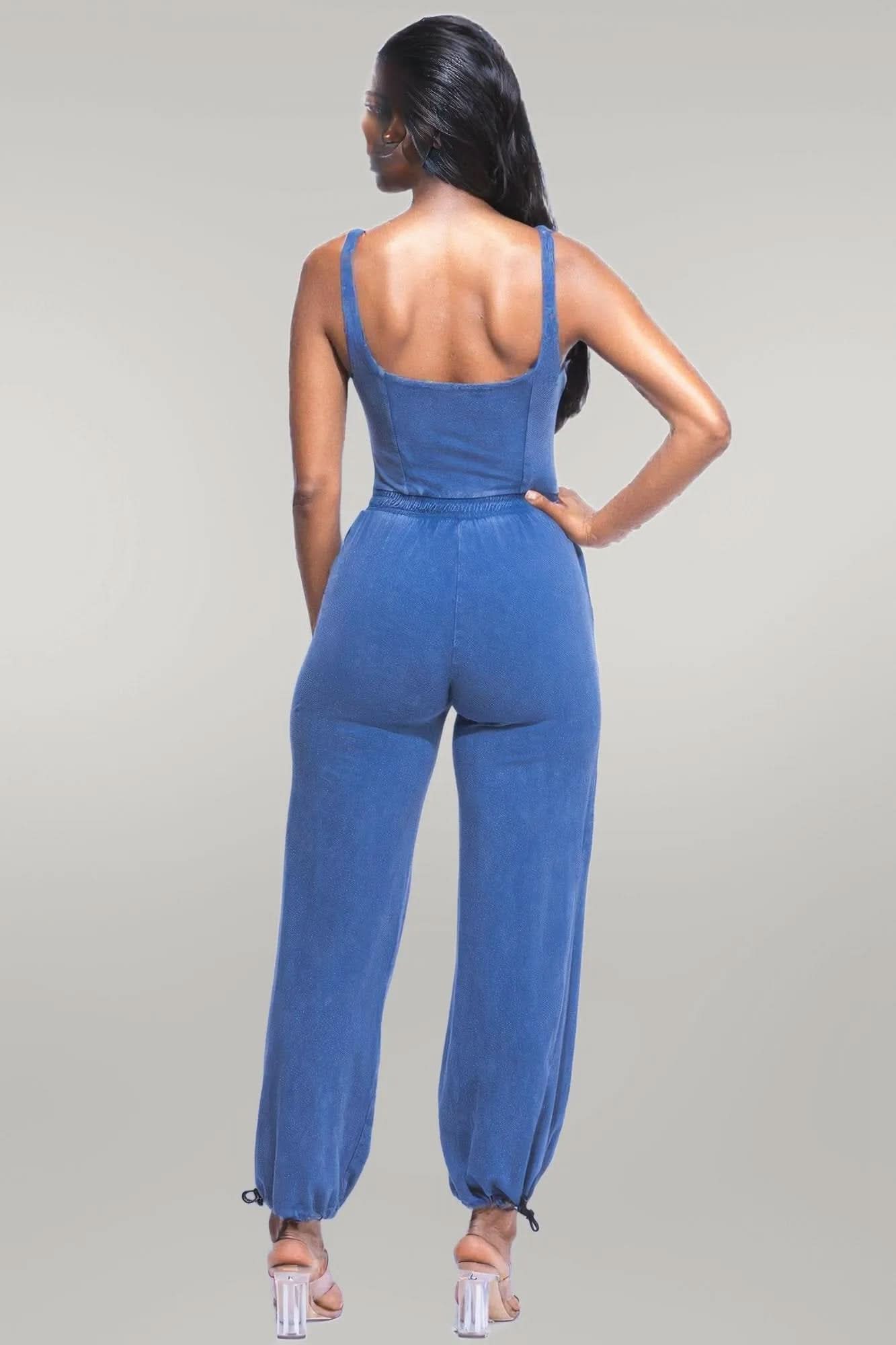 Washed Jumpsuit With Adjustable Ankle