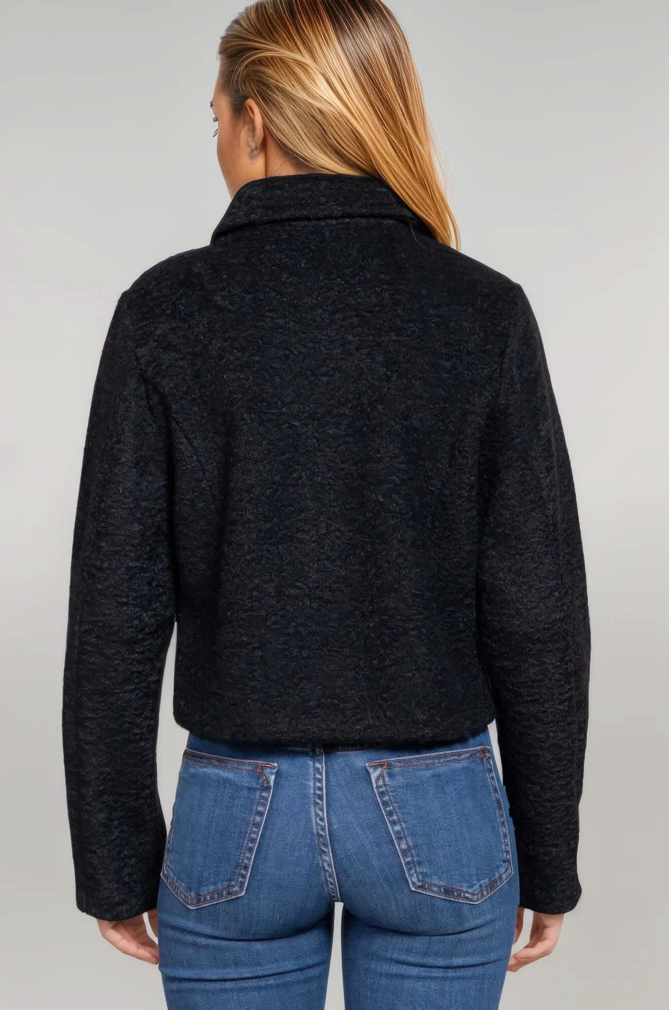 Long Slv Teddy Fleece Short Jacket