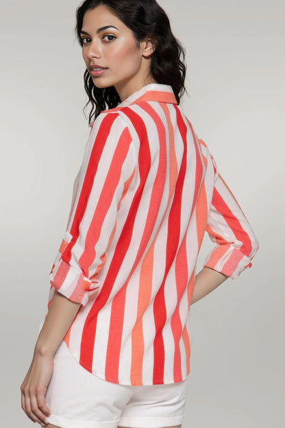 Long Slv Wide Stripe Woven Shirt L
