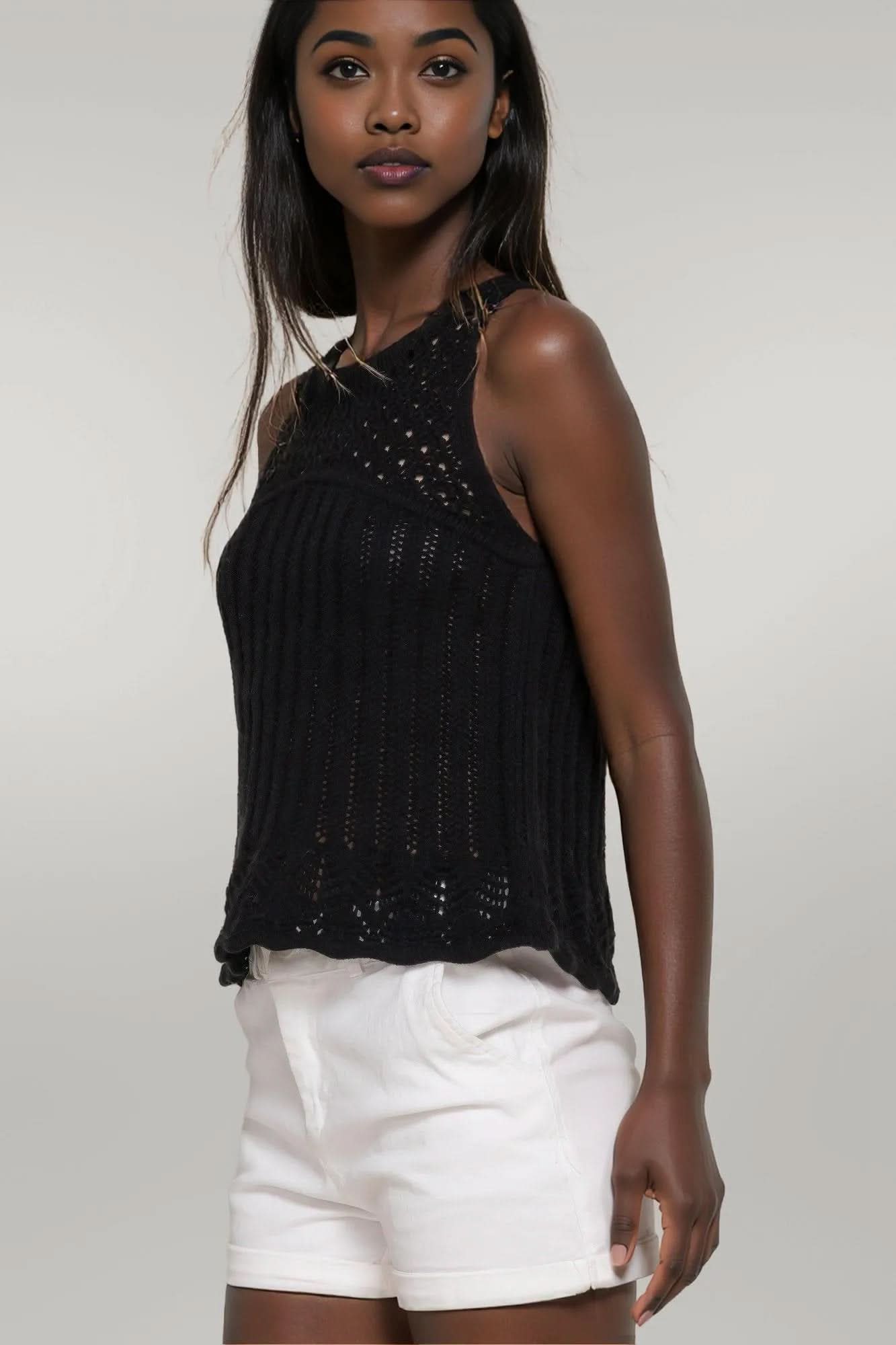 Sleeveless Crochet Spring Sweater