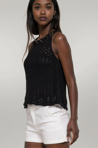 Sleeveless Crochet Spring Sweater