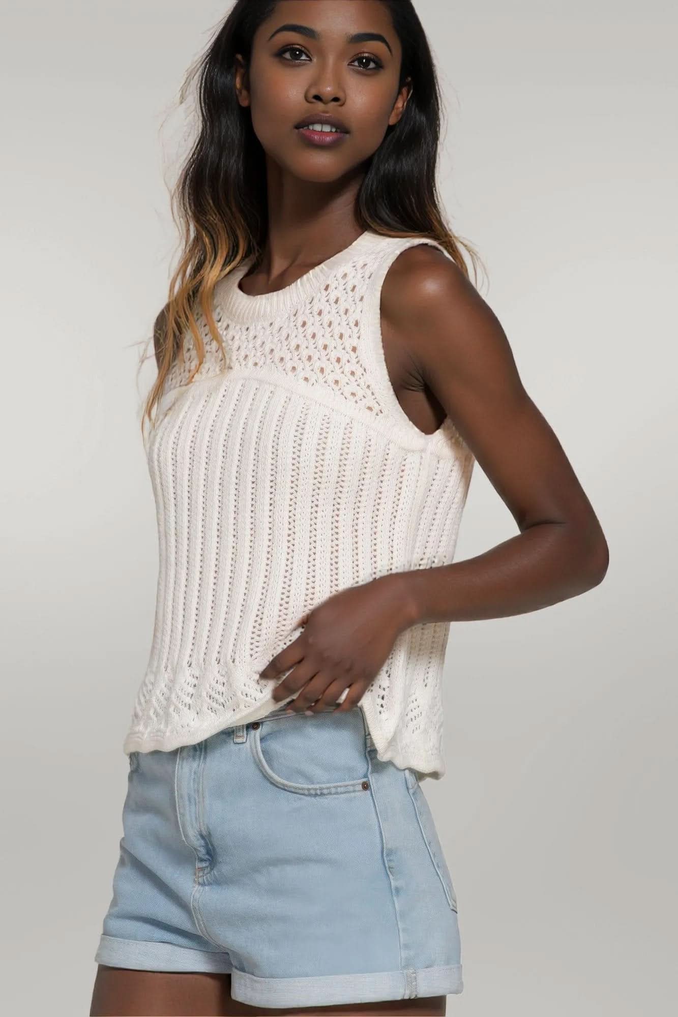Sleeveless Crochet Spring Sweater