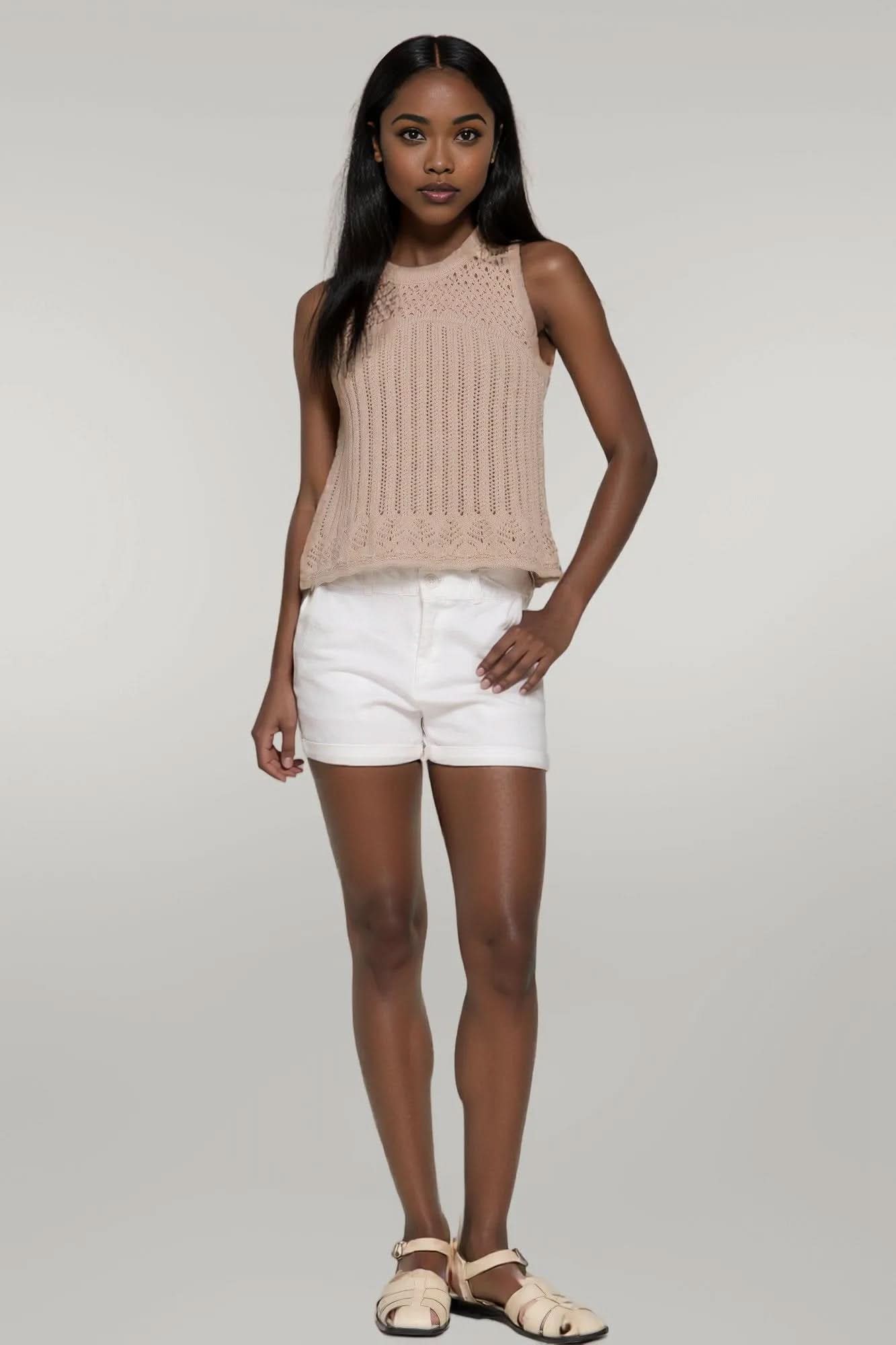 Sleeveless Crochet Spring Sweater