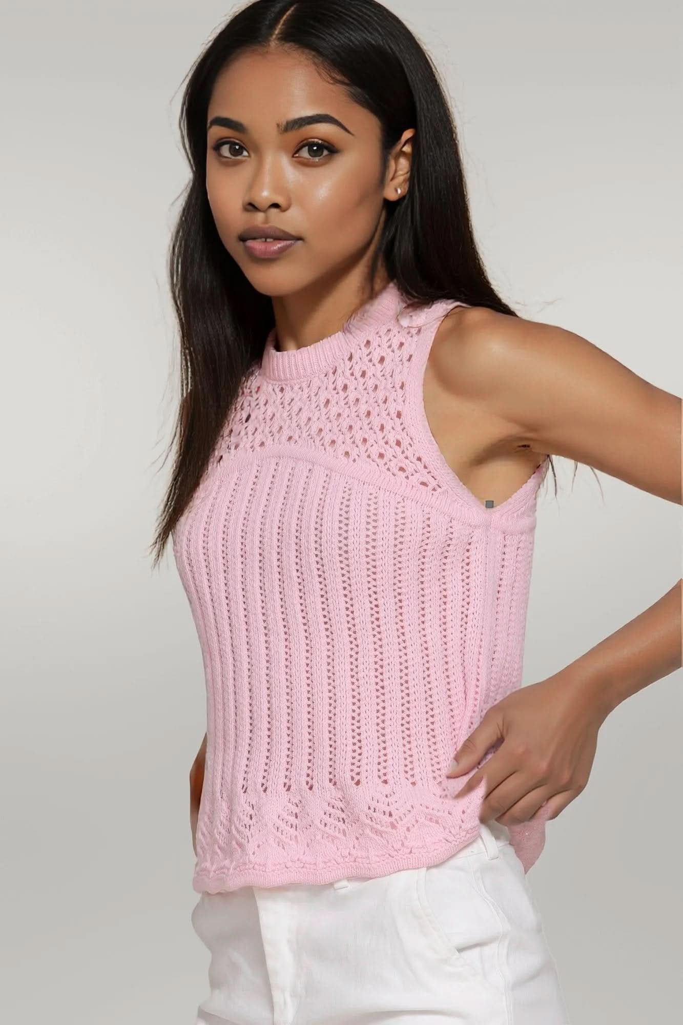 Sleeveless Crochet Spring Sweater