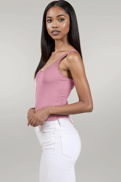 V-neck Basic Double Layers Tank Top