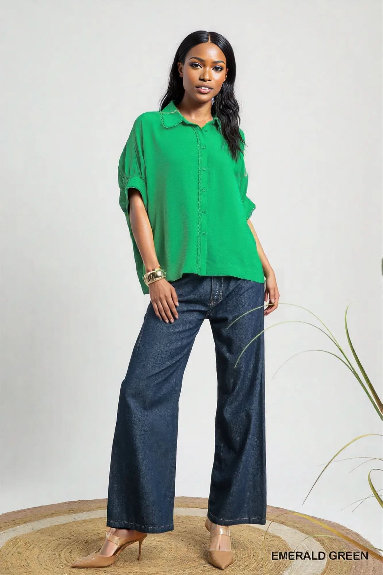 Fresh Flair Scallop Trim Blouse