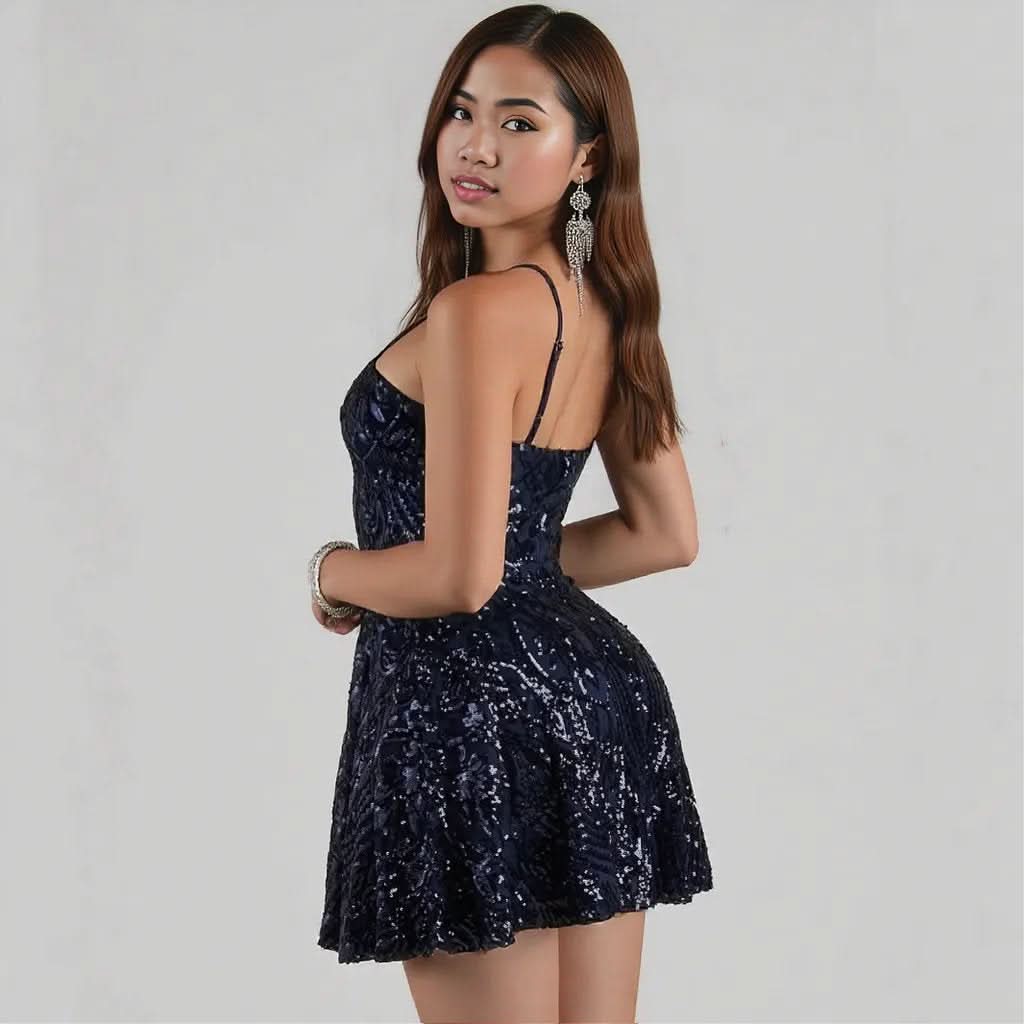 Sexy Sequ Dress Summer One Shoulder Sequined Nightclub Party Dress