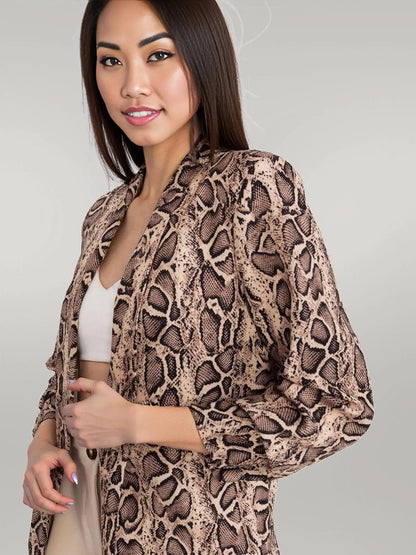 Women Slimming British Leopard Print Snake Print Long Sleeved Jacket Loose Buckle Free Elegant Business Top