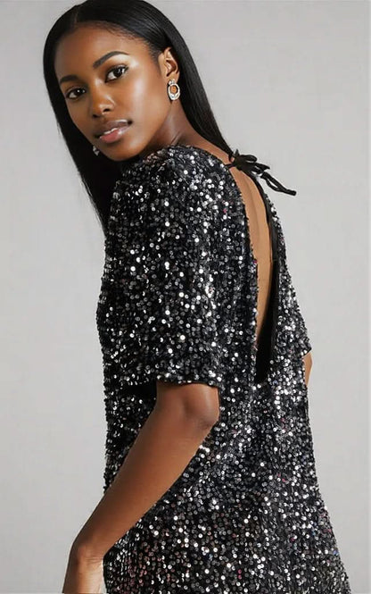 Women Clothing Sexy Backless Sequin Dress Nightclub Party Dress