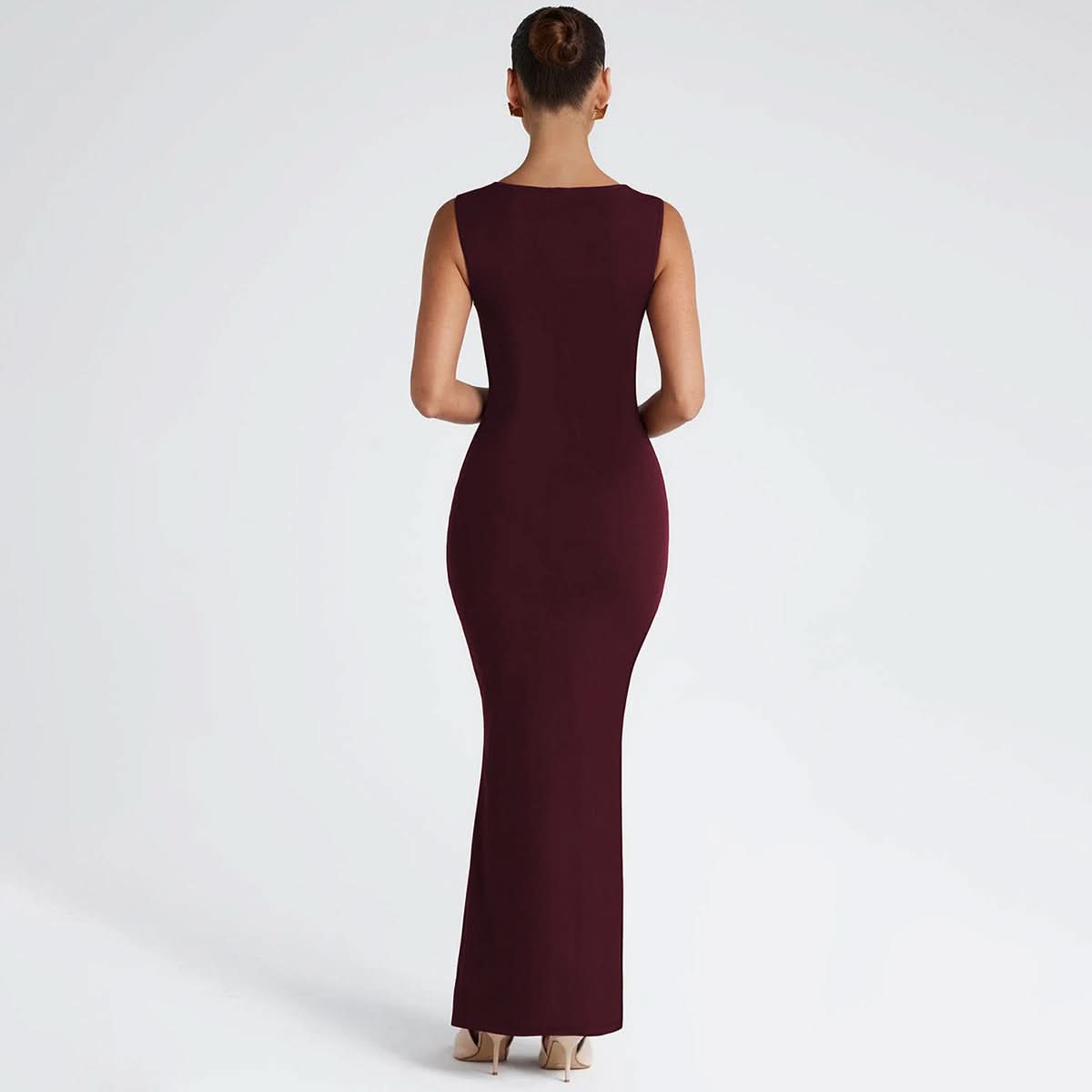Slim Fit Square Collar Sleeveless Waist Slimming Dress