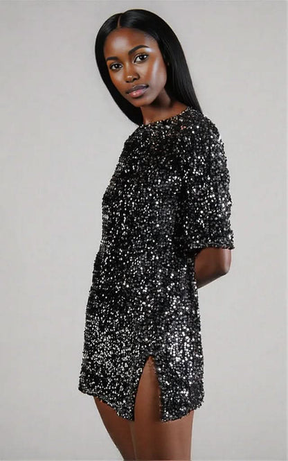 Women Clothing Sexy Backless Sequin Dress Nightclub Party Dress