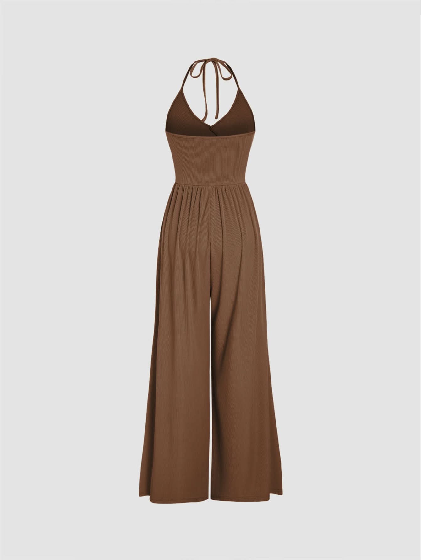 Drape Knit Lace up Halterneck One Piece Trousers