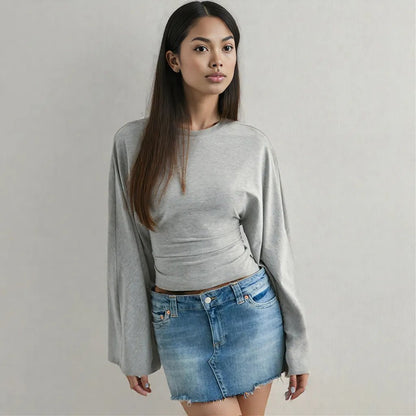 Solid Color Waist Tight Slimming Long Sleeve