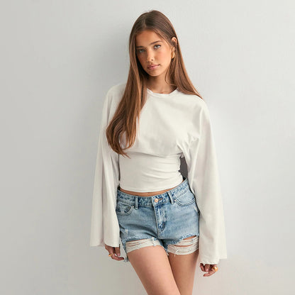 Solid Color Waist Tight Slimming Long Sleeve