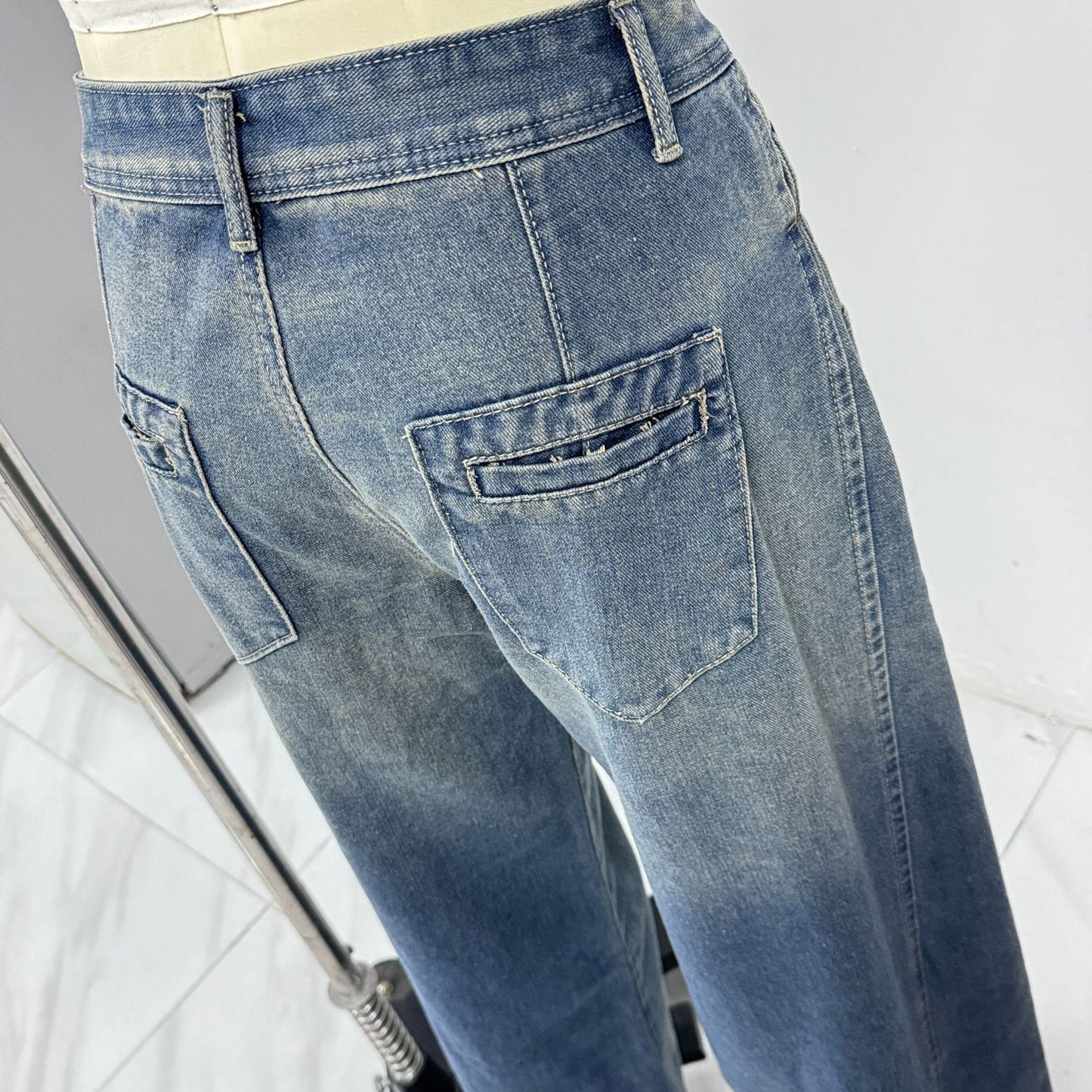 Wide Leg Jeans Tide Brand Women Clothing Washed Worn Loose Straight Long Pants
