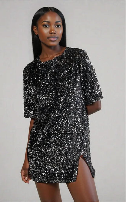 Women Clothing Sexy Backless Sequin Dress Nightclub Party Dress