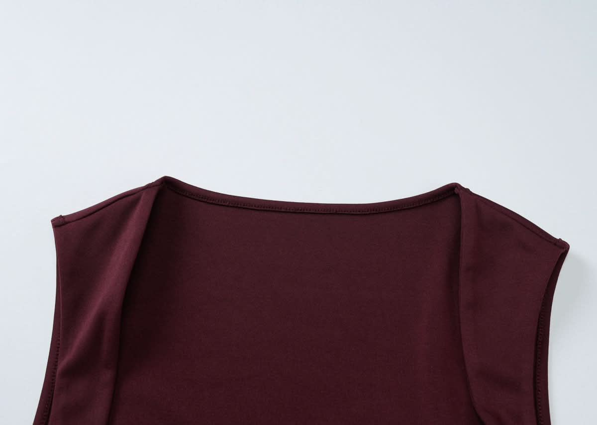 Slim Fit Square Collar Sleeveless Waist Slimming Dress