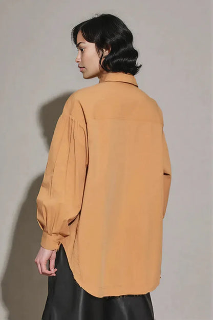 Cotton Oversize Button Up Front Single Pocket Shirt