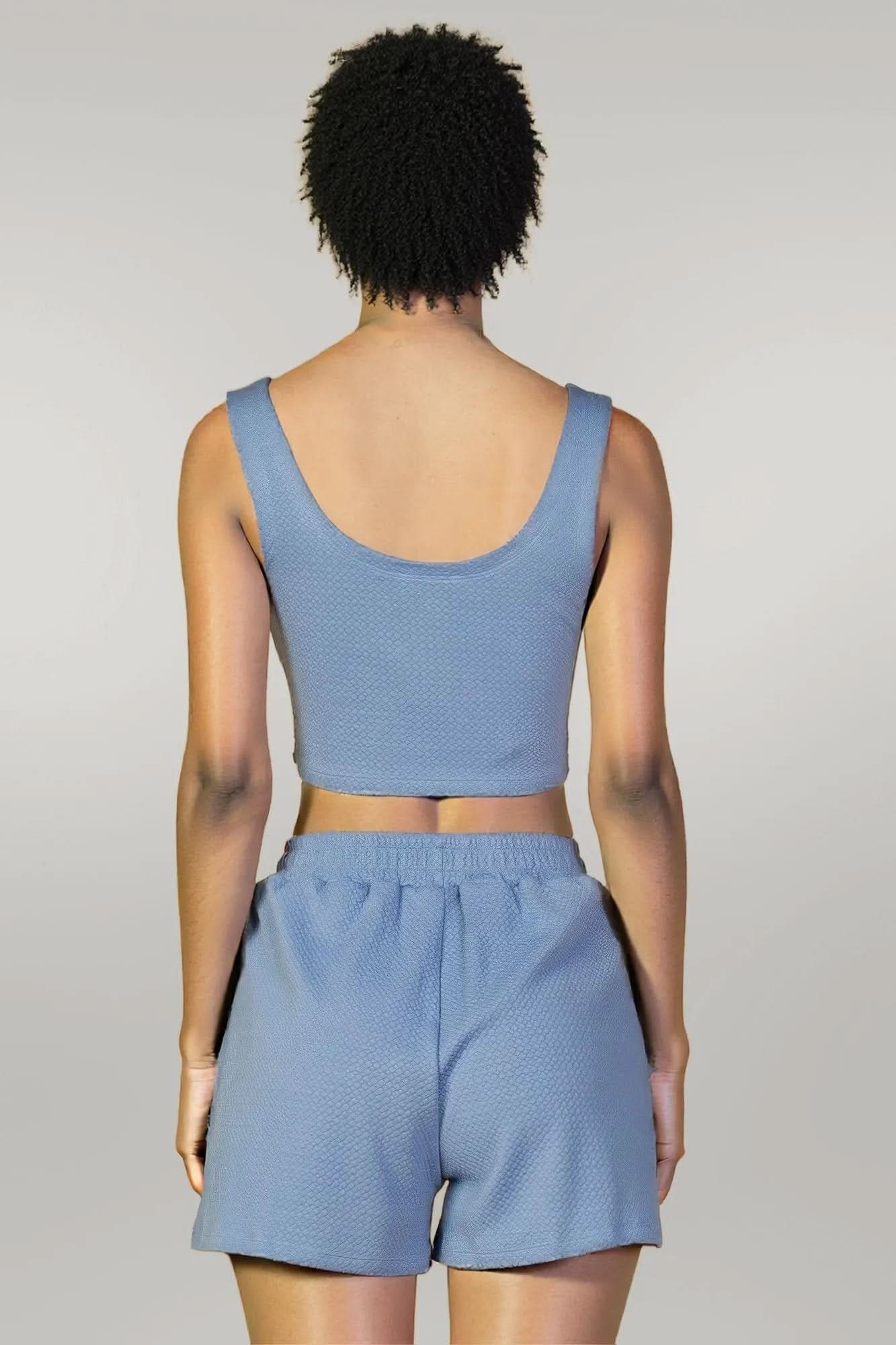 Crop Tank Top And Shorts Set Cloud