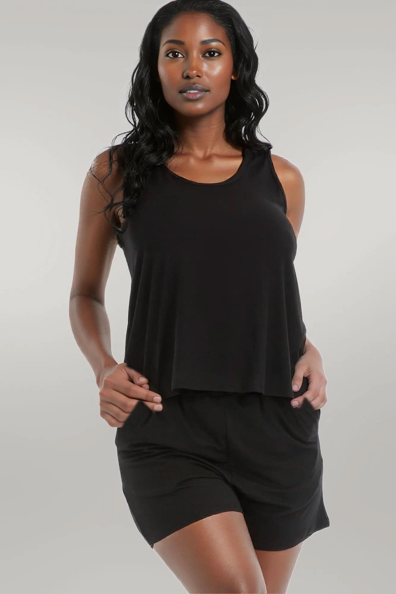 Comfy Tank Top & Shorts Set Black