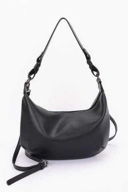 Faux Strap Shoulder Bag Black