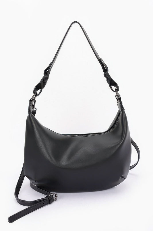 Faux Strap Shoulder Bag Black