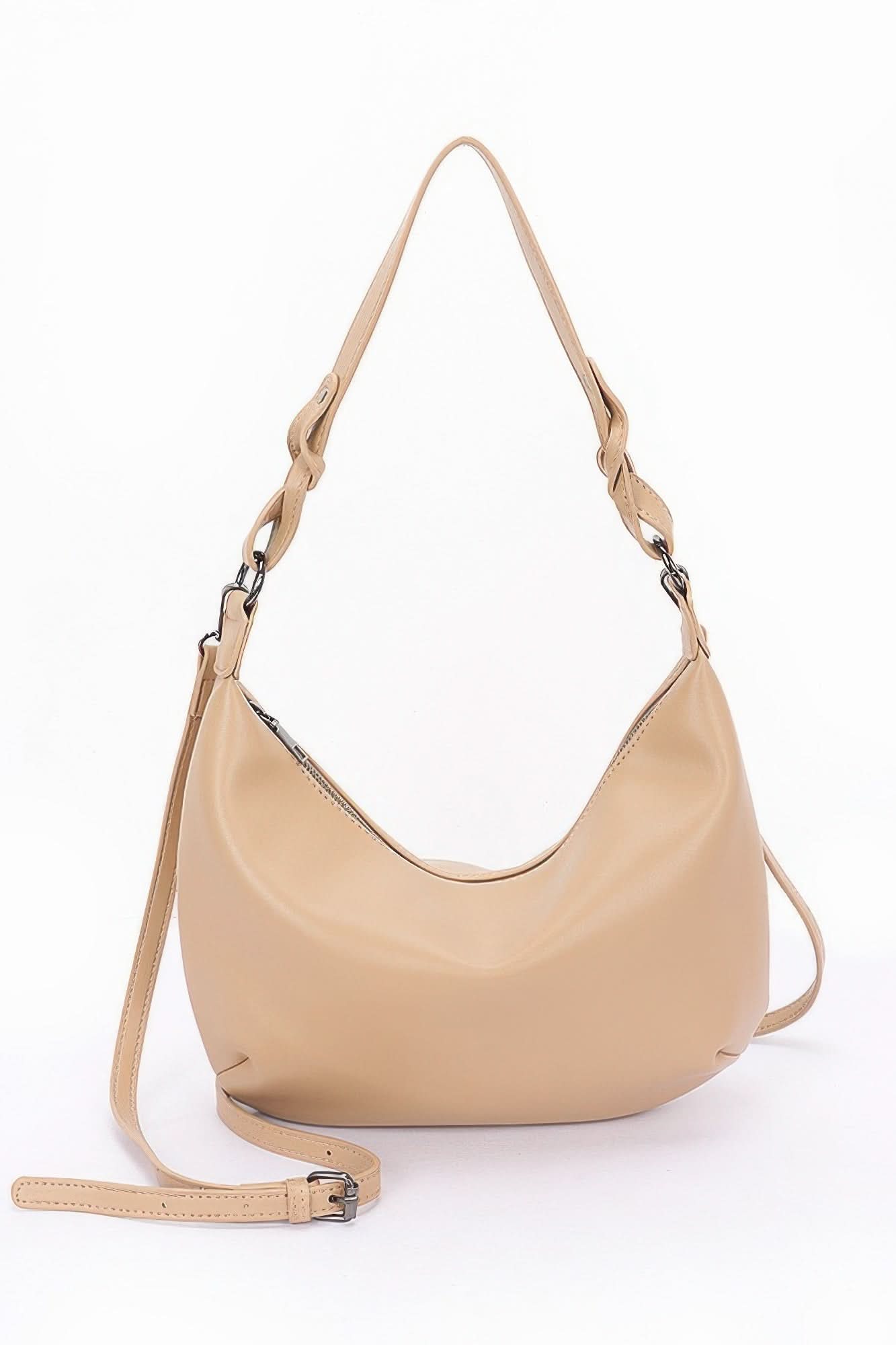 Faux Strap Shoulder Bag Beige