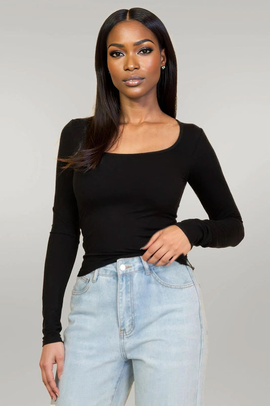 Square Neck Long Sleeve Top