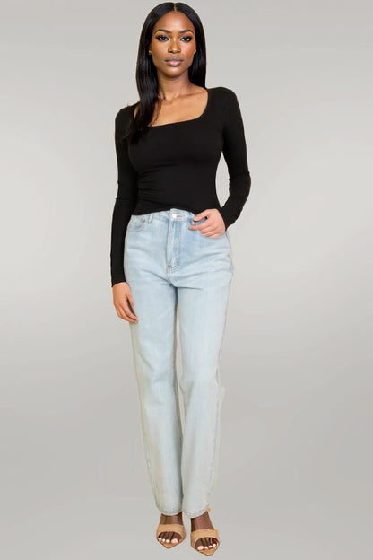 Square Neck Long Sleeve Top