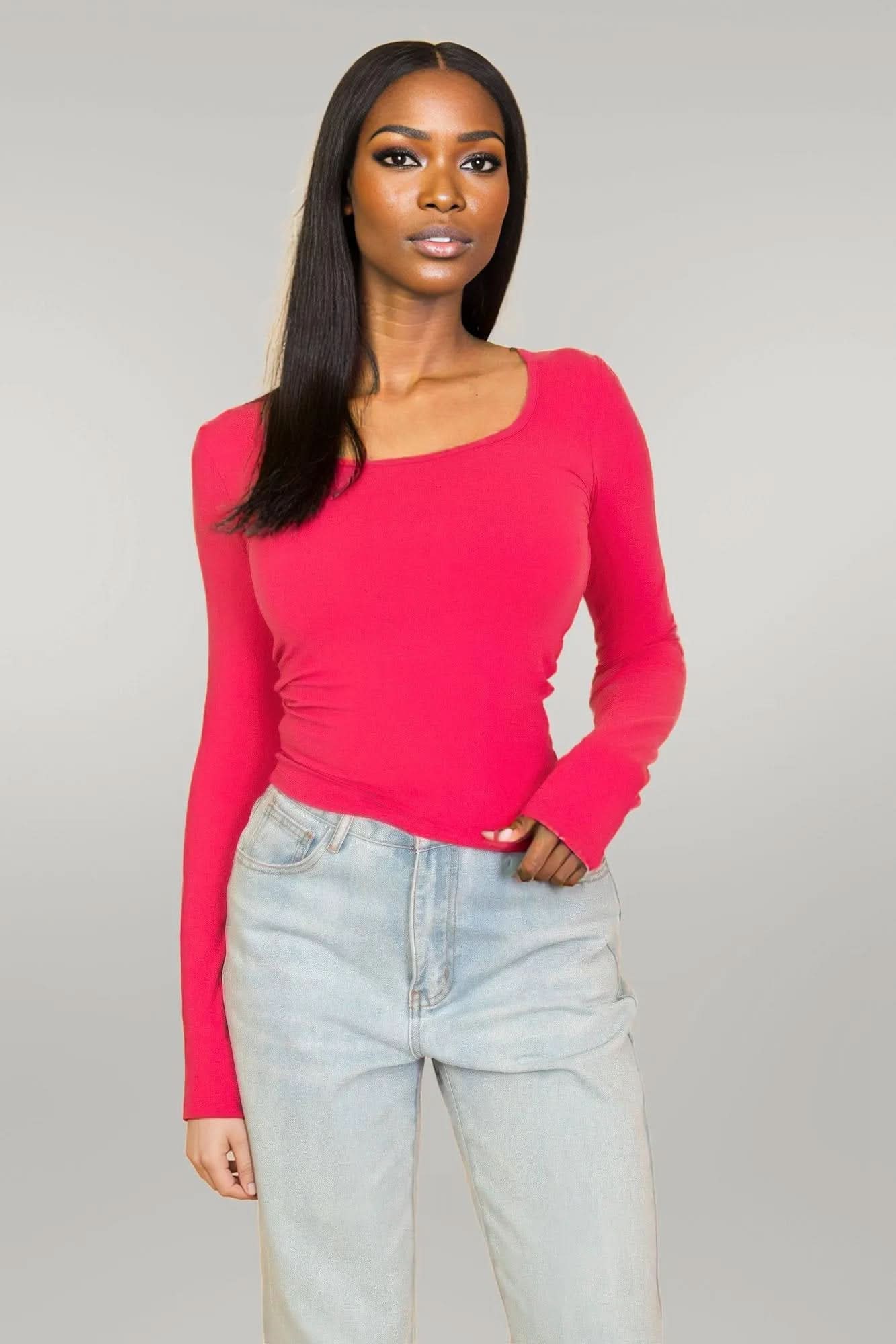 Square Neck Long Sleeve Top